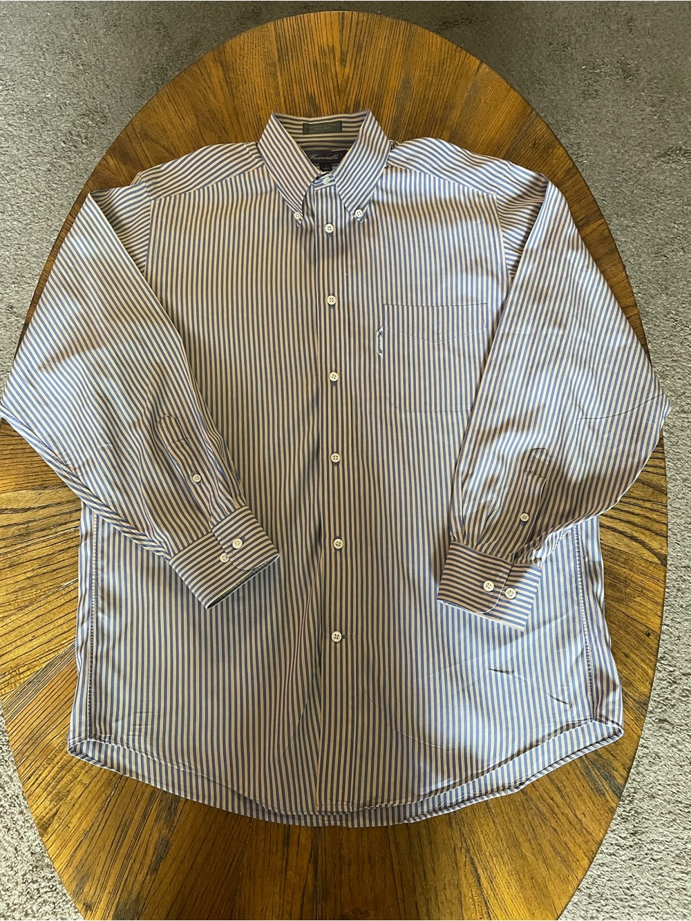 Faconnable Blue and White Striped Button-Down Dress Shirt - Men